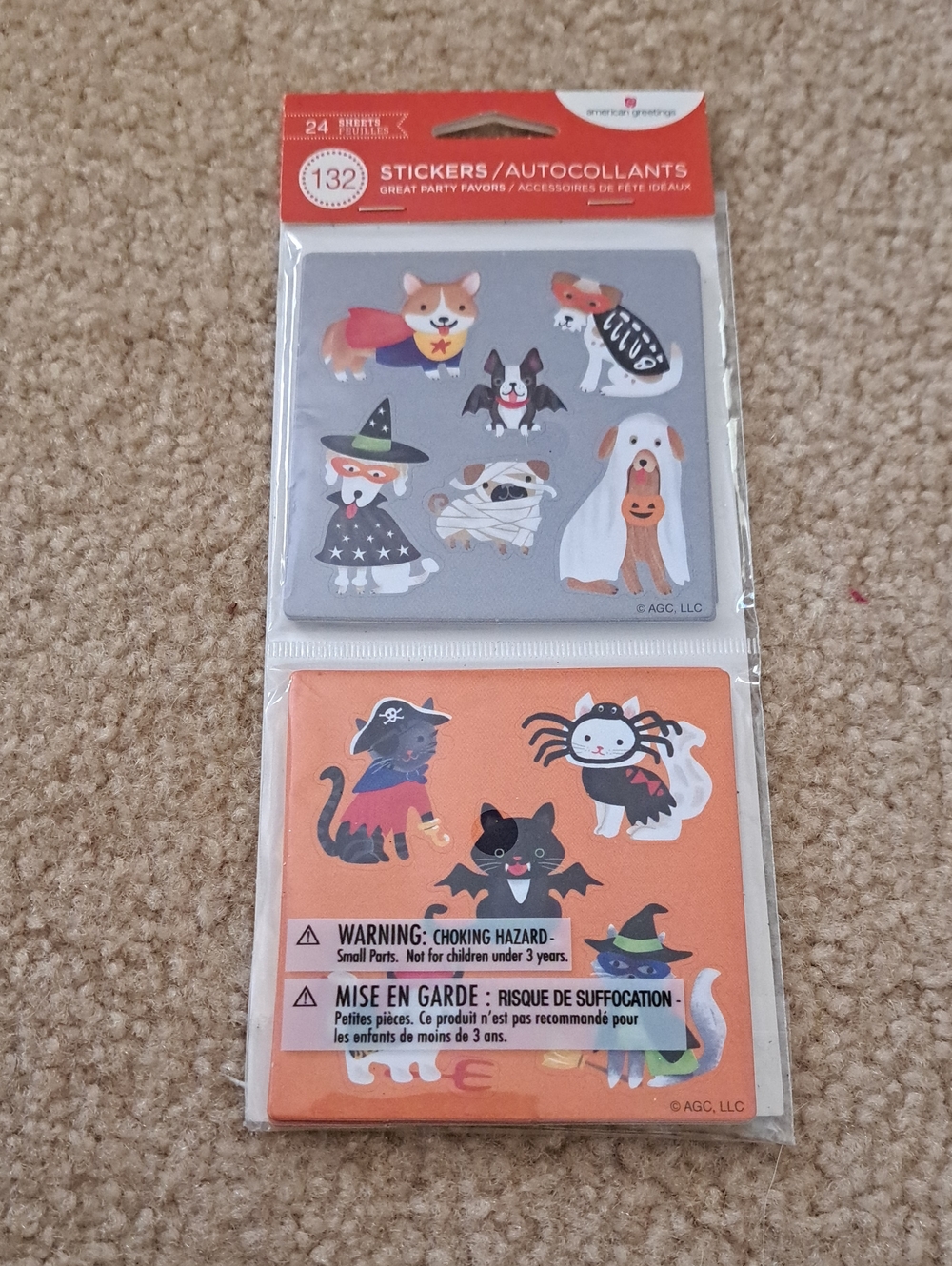 Halloween Dog & Cat Stickers – Orange & Gray –
